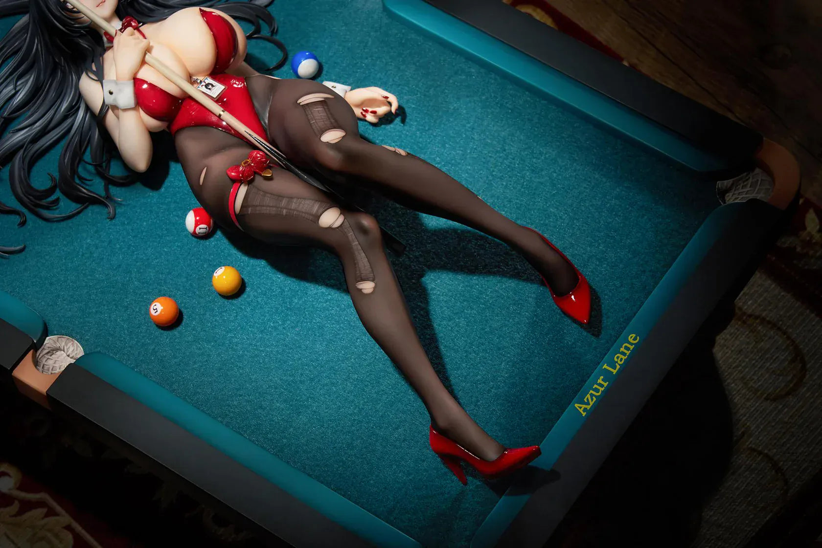 Azur Lane Taihou Fun on the Baize 1/7 scale figure featuring red bunny outfit on billiards table-themed display base