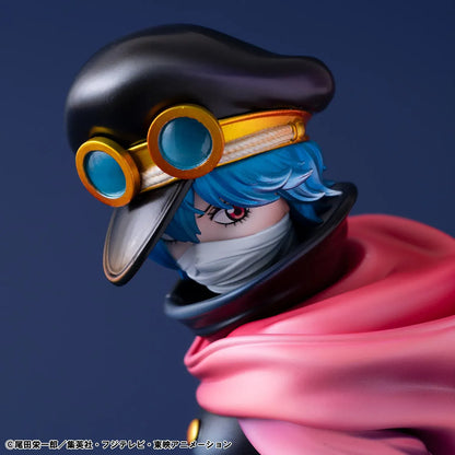 One Piece Portrait Of Pirates Elevated Boost Saint Gunko Figure with black outfit, red cape, goggles, and weapon