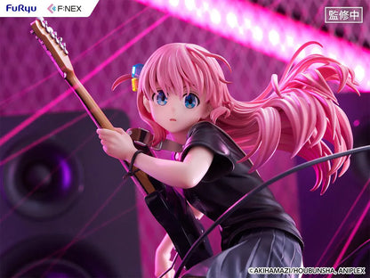 Bocchi the Rock F:Nex Hitori Gotoh Live Ver. 1/7 Scale Figure with pink hair, guitar, stage speakers, amplifier, and concert display base