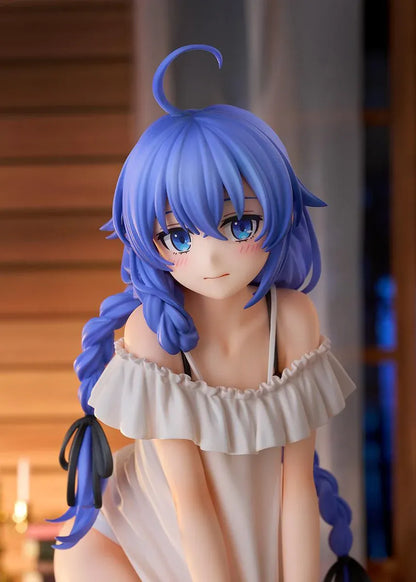 Mushoku Tensei Roxy Migurdia Sleepwear Ver. 1/6 scale figure with blue braided hair and white ruffled sleepwear in a kneeling pose.
