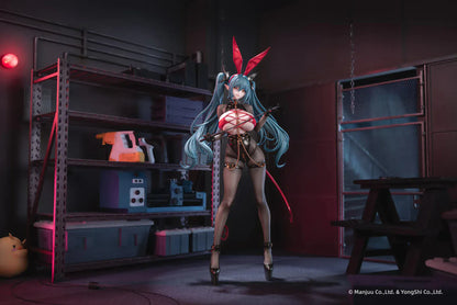Azur Lane Regensburg The Dark Dragon’s Dungeon 1/6 scale figure with black bodysuit, red accents, and flowing teal twin-tails