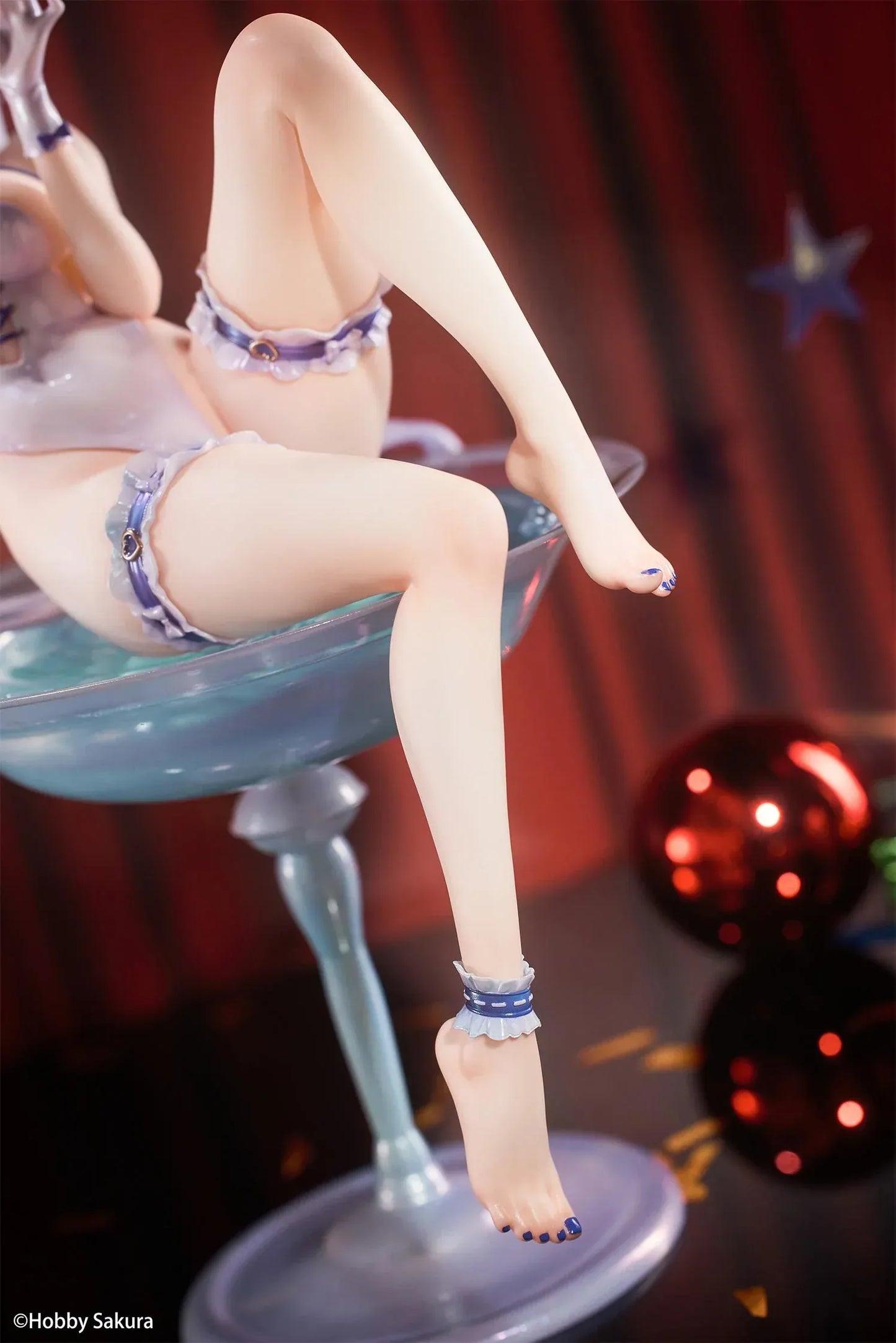 Cocktail Glass Bunny Deluxe Edition 1/6 scale figure by Hobby Sakura featuring bunny girl reclining in translucent cocktail glass with bonus wall scroll