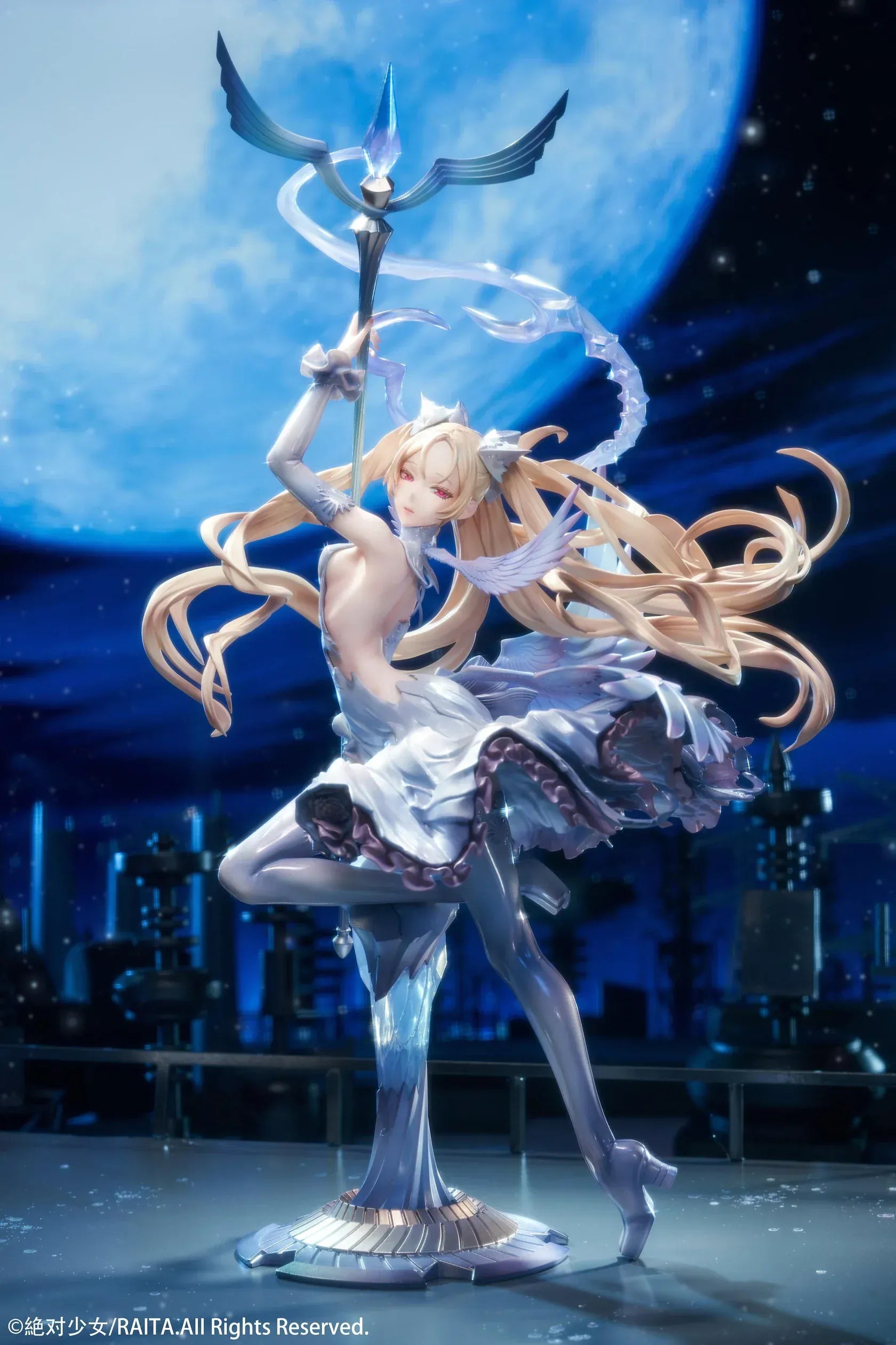 Zettai Junpaku Mahou Shoujo Kotone Sasaki 1/7 scale figure holding staff with flowing hair and magical effects