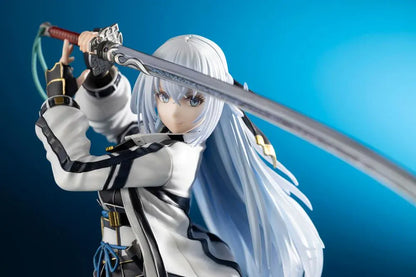 Trails through Daybreak Shizuna Rem Misurugi 1/8 scale figure with flowing pale blue hair, a white jacket, and a sword raised above her head.