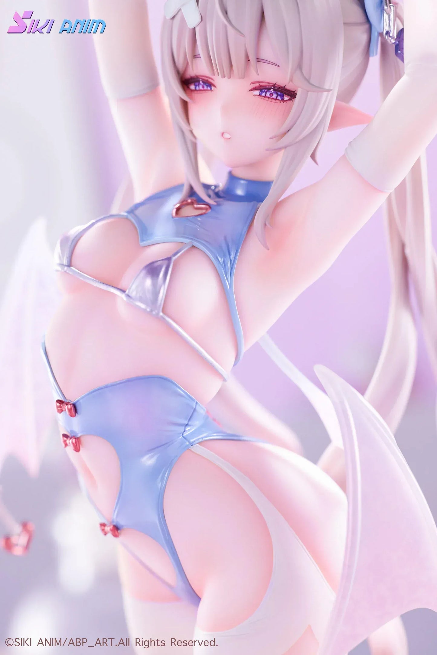 AbP_Art Illustration Sayume 1/6 scale figure with pastel blue outfit, small wings, long silver hair, and heart-shaped display base