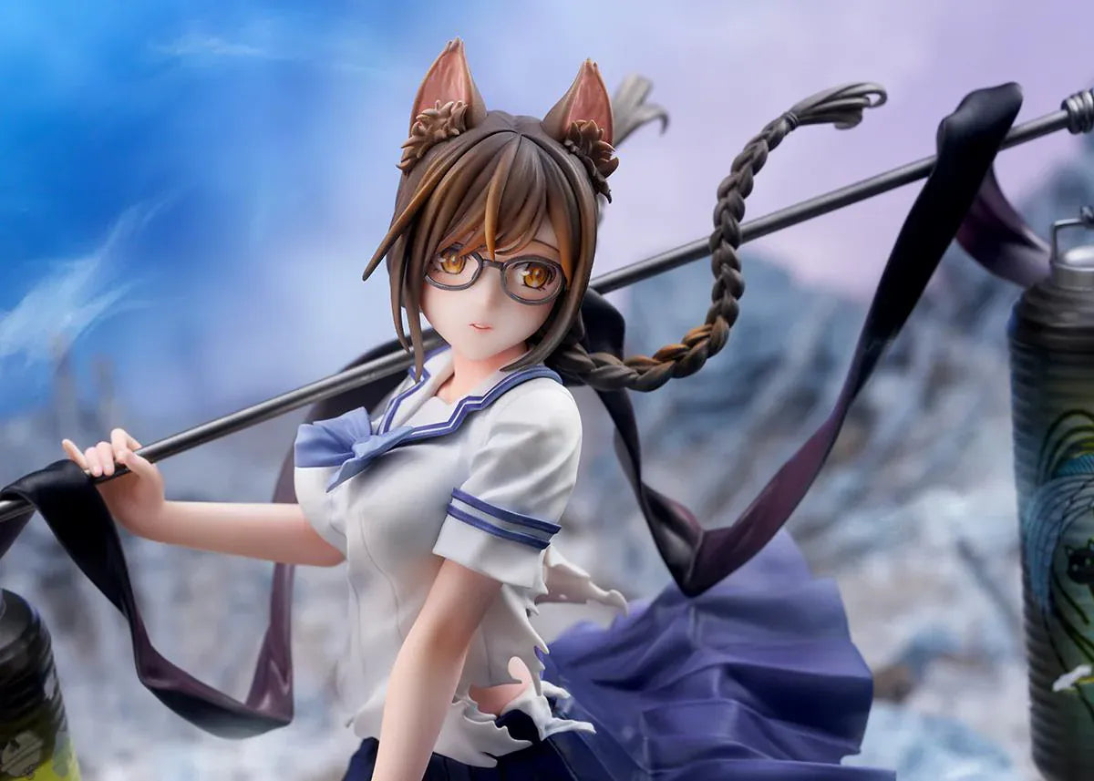 Bakemonogatari Tsubasa Hanekawa 1/7 Scale Figure featuring Tsubasa with cat ears, glasses, flowing hair, lantern display, and supernatural-themed base details.