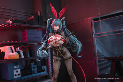 Azur Lane Regensburg The Dark Dragon’s Dungeon 1/6 scale figure with black bodysuit, red accents, and flowing teal twin-tails