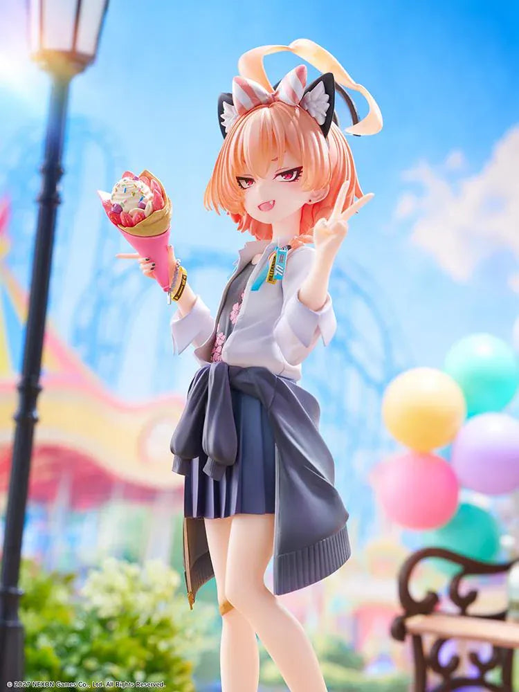 Blue Archive Neru School Memorial Lobby Ver 1/7 Scale Figure holding a colorful crepe and making a peace sign