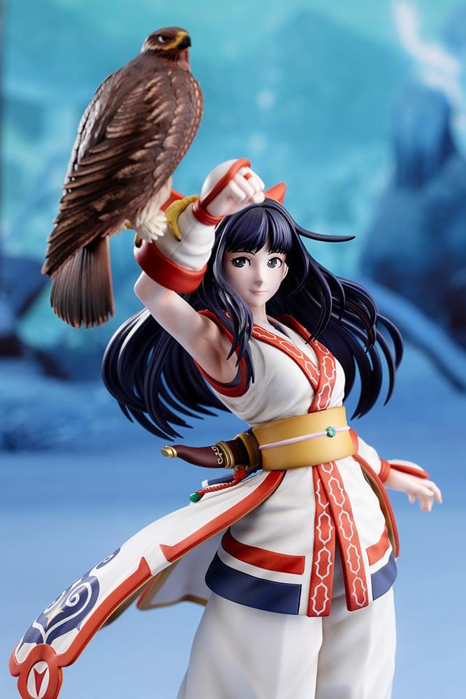 The King of Fighters XV Nakoruru 1/8 Scale Figure featuring Nakoruru in her signature outfit with long dark hair, hawk companion, and themed display base.
