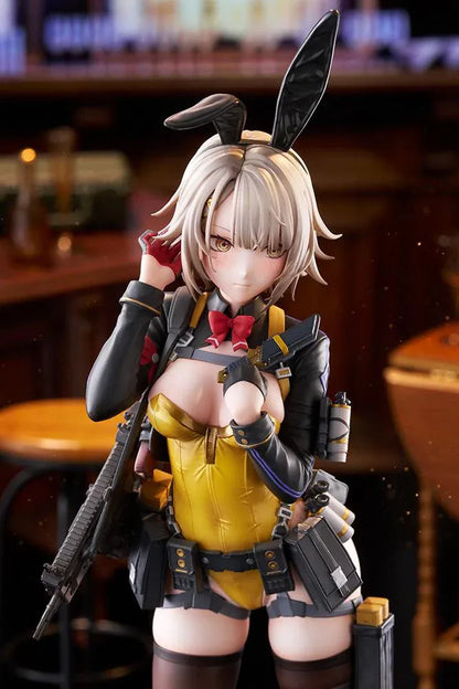 Girls' Frontline 2: Exilium Vector Molotov Bunny Ver. 1/7 scale figure wearing a metallic gold bunny outfit with tactical gear and weaponry.