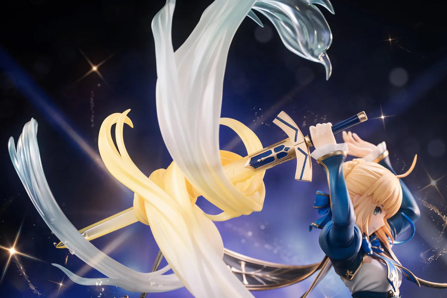 Honkai Star Rail x Fate stay night Unlimited Blade Works Saber 1/7 scale figure with blue outfit sword and translucent effect parts