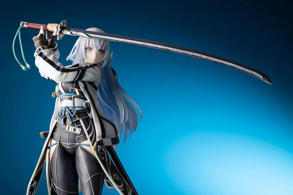 Trails through Daybreak Shizuna Rem Misurugi 1/8 scale figure with flowing pale blue hair, a white jacket, and a sword raised above her head.