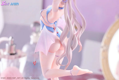 AbP_Art Illustration Sayume 1/6 scale figure with pastel blue outfit, small wings, long silver hair, and heart-shaped display base