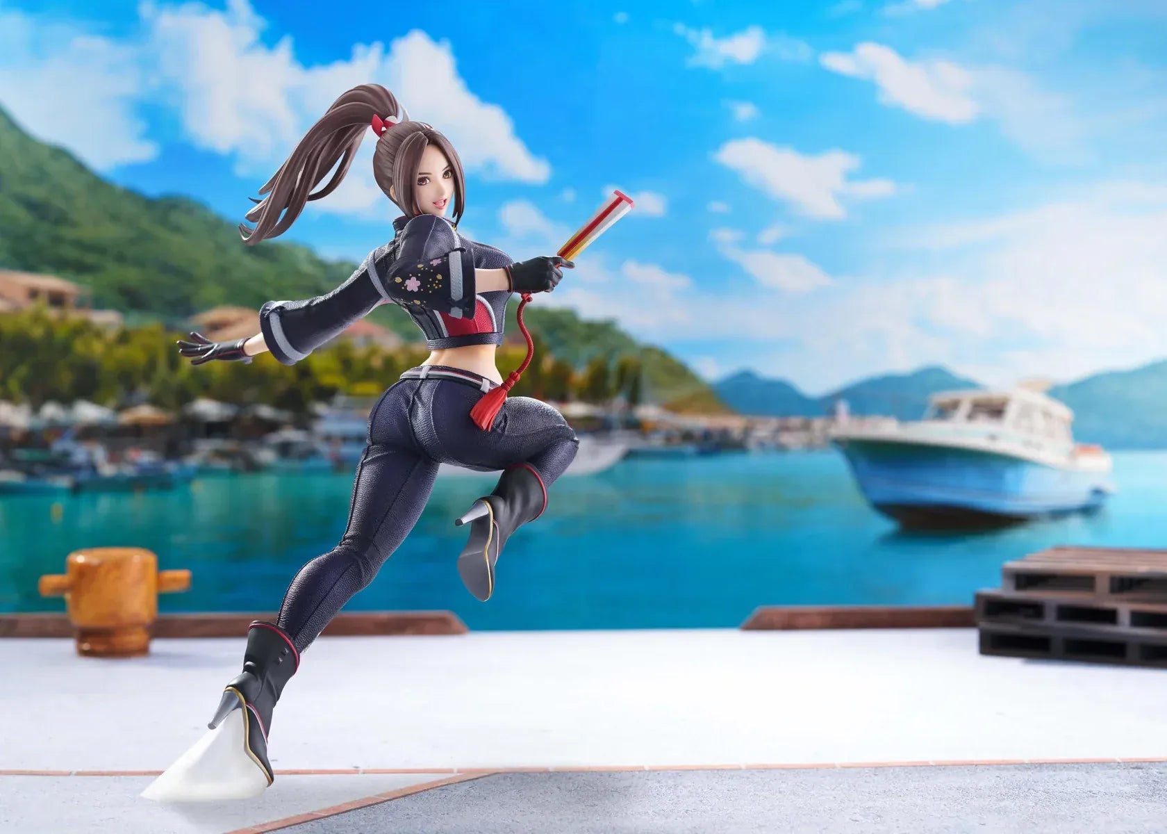 Mai Shiranui City of the Wolves 1/7 scale figure in dynamic action pose with modern ninja outfit