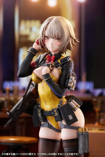 Girls' Frontline 2: Exilium Vector Molotov Bunny Ver. 1/7 scale figure wearing a metallic gold bunny outfit with tactical gear and weaponry.