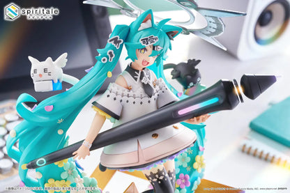 Hatsune Miku x Naoki Saito My Figure Making The Painter Ver 1/7 scale figure holding large paintbrush with floral base