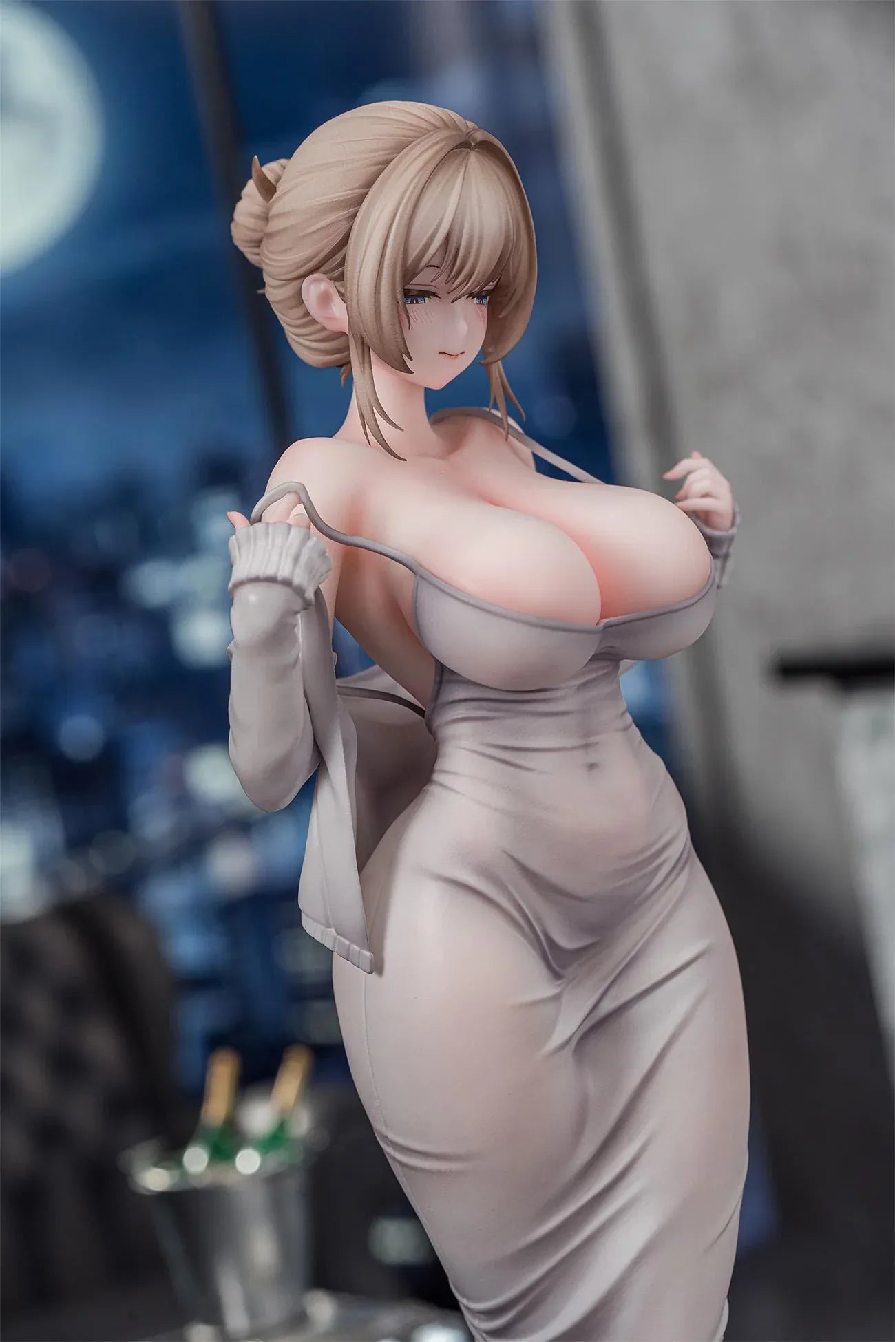 Gwan-E Illustration Muboubi na Erin 1/6 Scale Figure featuring Erin with blonde hair, gray dress, matching heels, and elegant standing pose.
