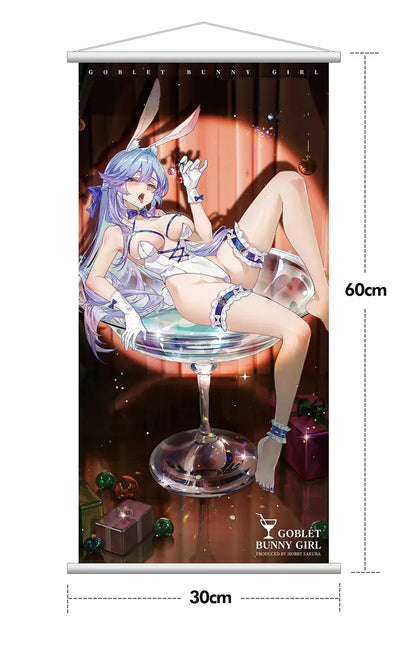 Cocktail Glass Bunny Deluxe Edition 1/6 scale figure by Hobby Sakura featuring bunny girl reclining in translucent cocktail glass with bonus wall scroll