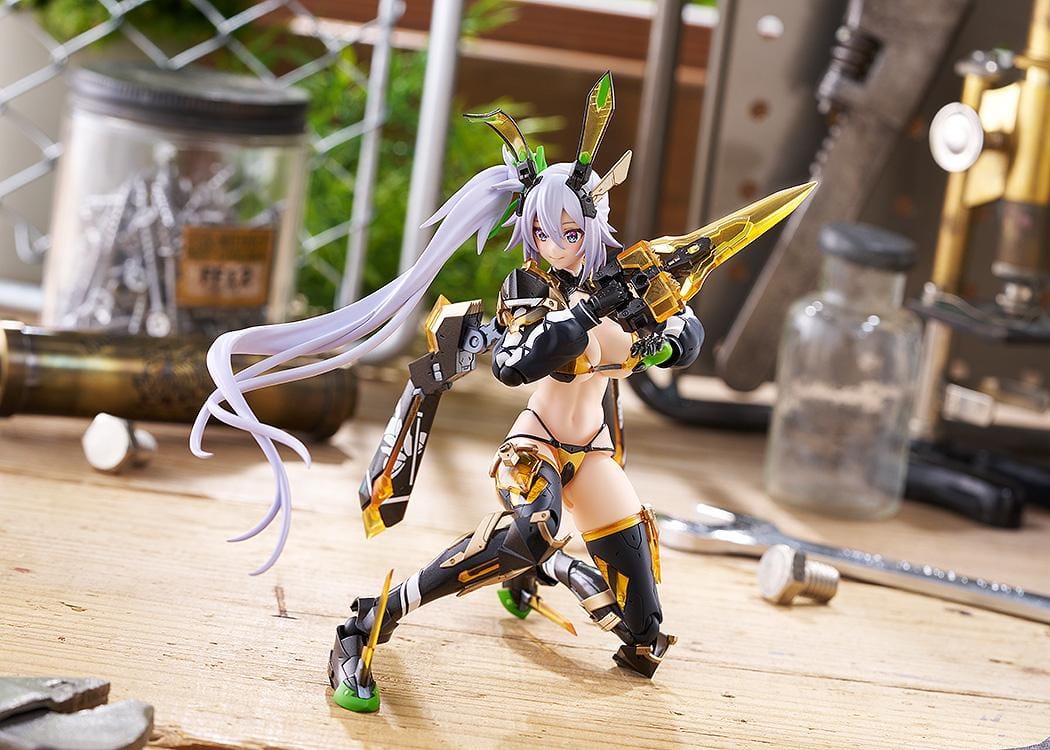 BUNNY SUIT PLANNING figma Silva Barrelline Figure featuring Silva with lavender hair, black-and-gold armored bunny suit, mechanical armor details, and large weapon accessory.