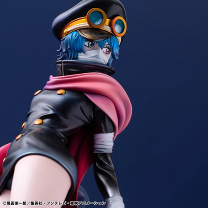 One Piece Portrait Of Pirates Elevated Boost Saint Gunko Figure with black outfit, red cape, goggles, and weapon