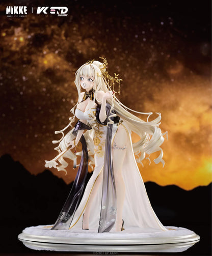 GODDESS OF VICTORY NIKKE Crown Glorious Flower 1/4 Scale Figure in an elegant white black and gold floral outfit