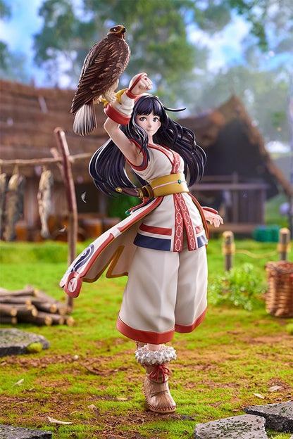 The King of Fighters XV Nakoruru 1/8 Scale Figure featuring Nakoruru in her signature outfit with long dark hair, hawk companion, and themed display base.