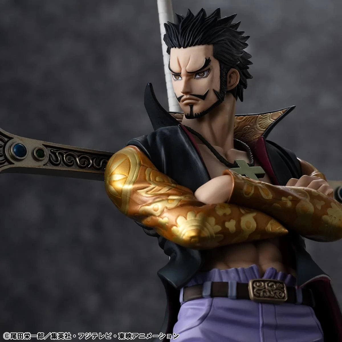 One Piece Portrait of Pirates SA-Limited Dracule Mihawk Ver. R Figure standing with arms crossed and sword on back