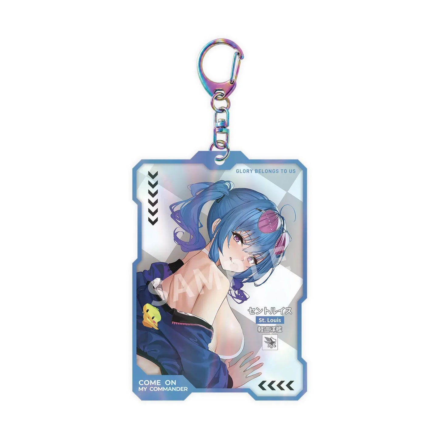 Azur Lane St. Louis Race Queen Ver. 1/7 Scale Figure with blue hair, umbrella, racing outfit, display cases, mascot detail, and bonus item