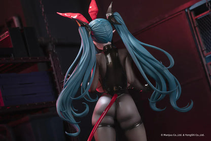 Azur Lane Regensburg The Dark Dragon’s Dungeon 1/6 scale figure with black bodysuit, red accents, and flowing teal twin-tails