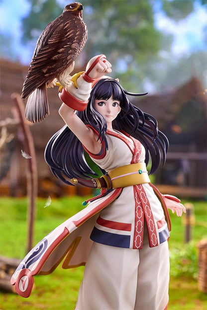 The King of Fighters XV Nakoruru 1/8 Scale Figure featuring Nakoruru in her signature outfit with long dark hair, hawk companion, and themed display base.