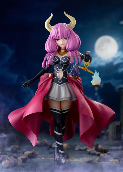 Frieren Beyond Journey’s End Aura the Guillotine 1/7 scale figure with pink hair, horns, flowing red cape, and scales accessory