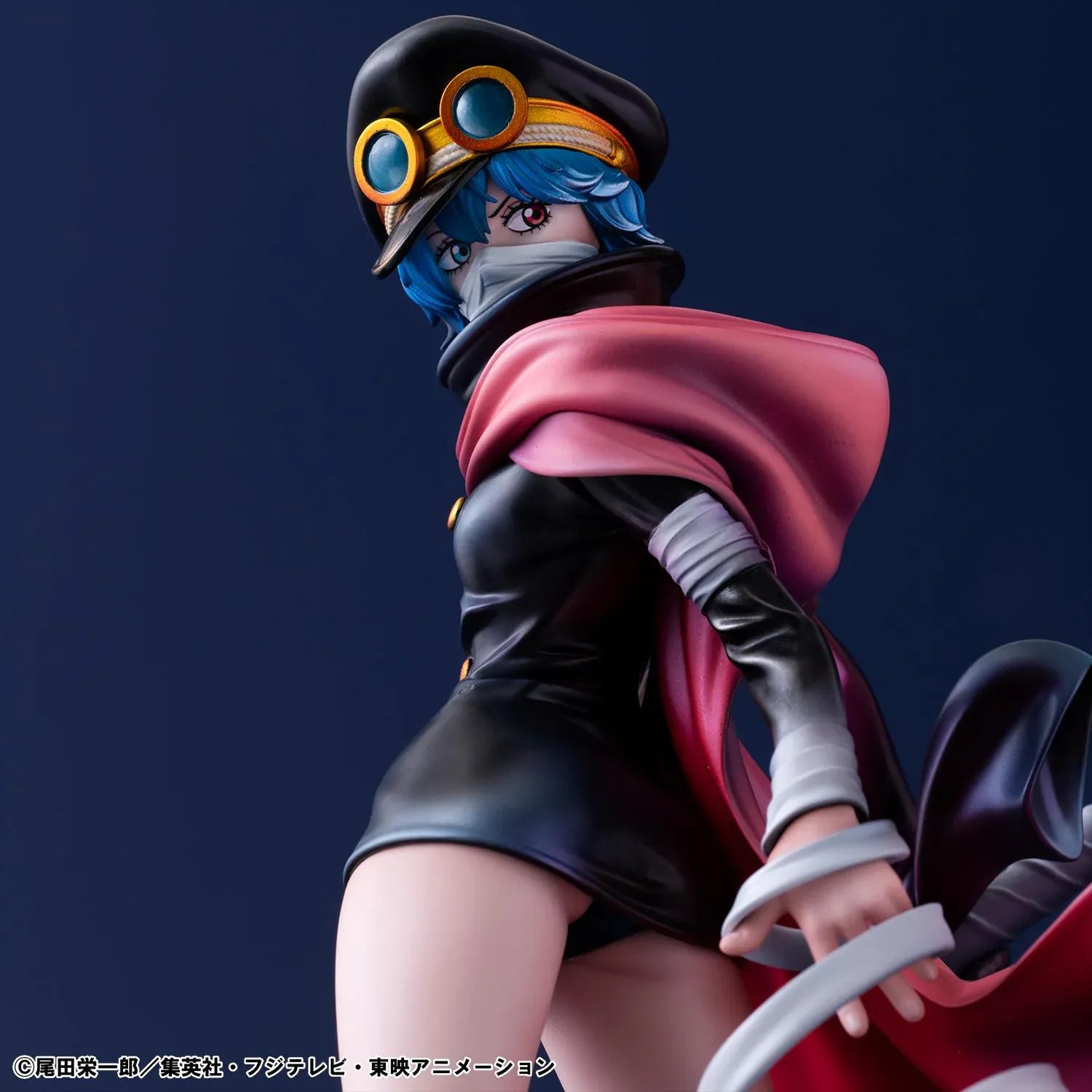 One Piece Portrait Of Pirates Elevated Boost Saint Gunko Figure with black outfit, red cape, goggles, and weapon