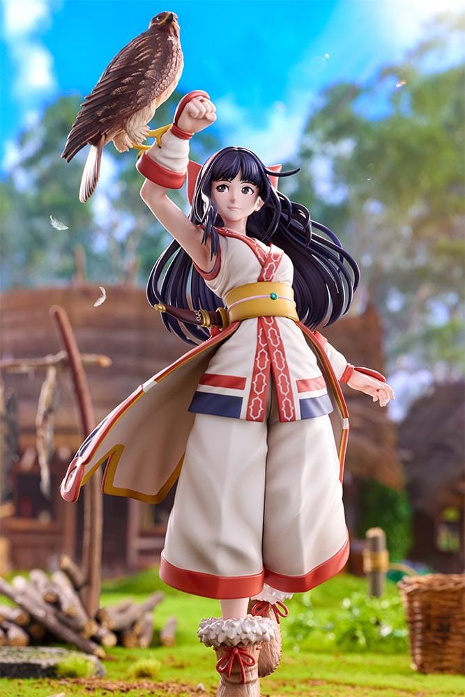 The King of Fighters XV Nakoruru 1/8 Scale Figure featuring Nakoruru in her signature outfit with long dark hair, hawk companion, and themed display base.
