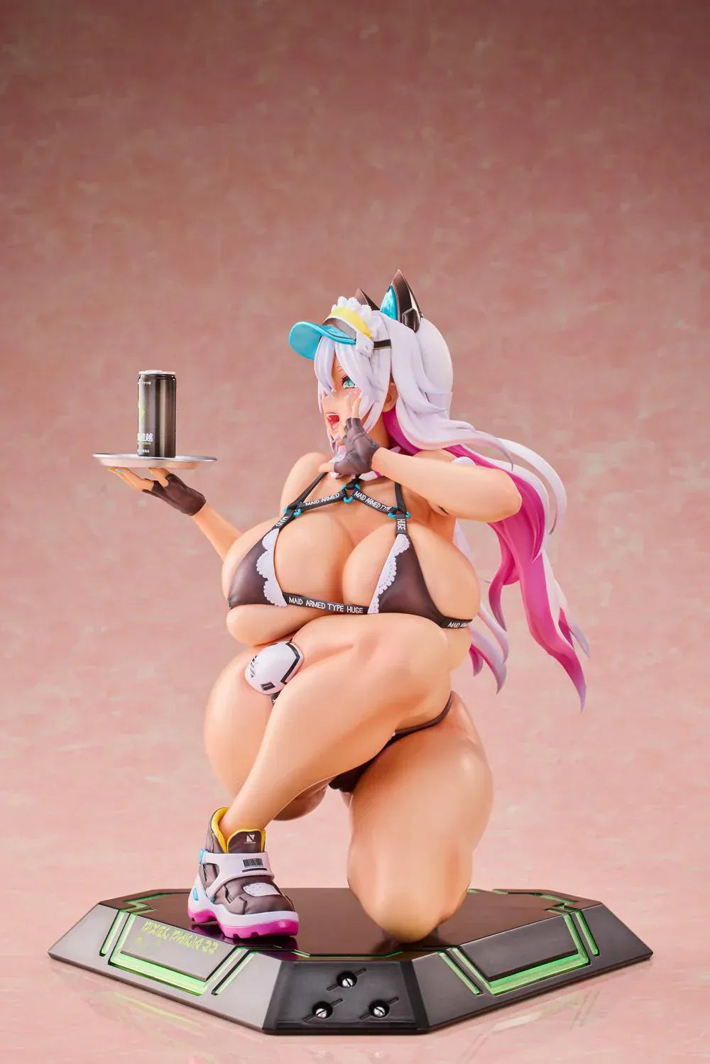 Meido-Busou Ax Street version 1/4 scale figure in crouching pose wearing streetwear maid outfit with sneakers and futuristic base