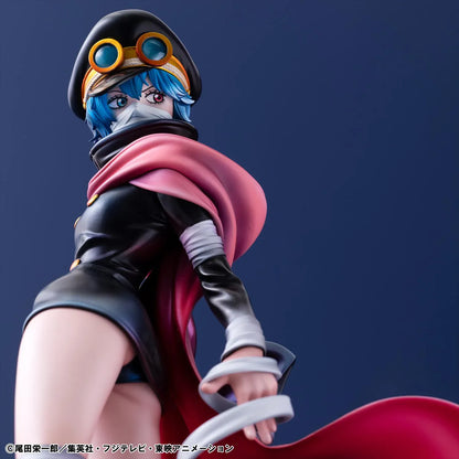 One Piece Portrait Of Pirates Elevated Boost Saint Gunko Figure with black outfit, red cape, goggles, and weapon