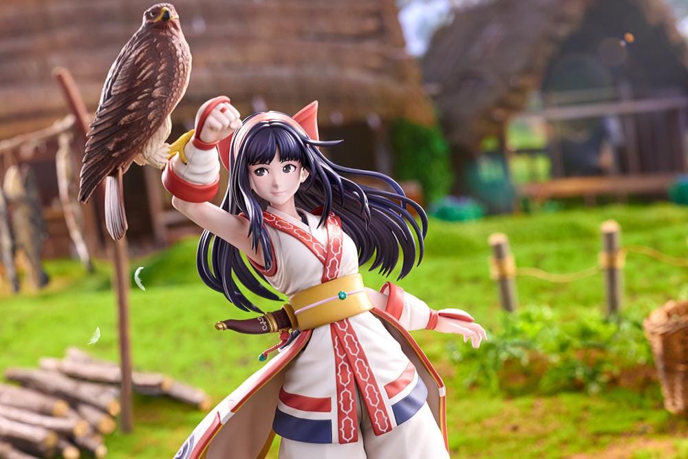 The King of Fighters XV Nakoruru 1/8 Scale Figure featuring Nakoruru in her signature outfit with long dark hair, hawk companion, and themed display base.