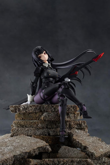 Megalomaria Unlimited Universe Maria Kagaribi Dress Code model kit wearing a gothic black dress and holding a red-bladed sword.