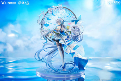Vsinger Luo Tianyi 12th Anniversary 1/7 scale figure featuring flowing twin tails, layered blue and white dress, and ornate circular backdrop