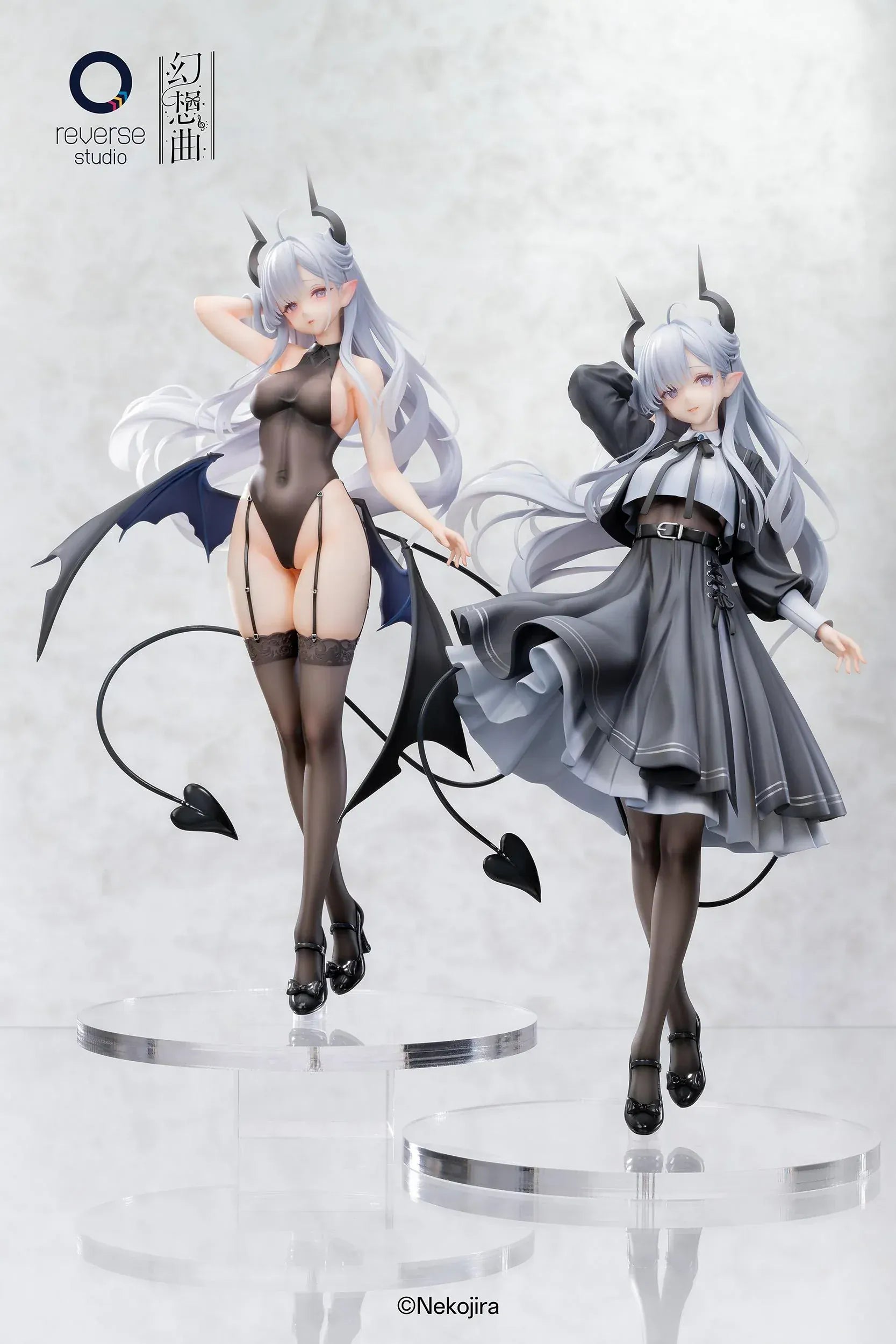 Fantasias Series Thea-chan Apprentice Succubus 1/6 scale figure set featuring two versions with horns tail and silver hair collectible