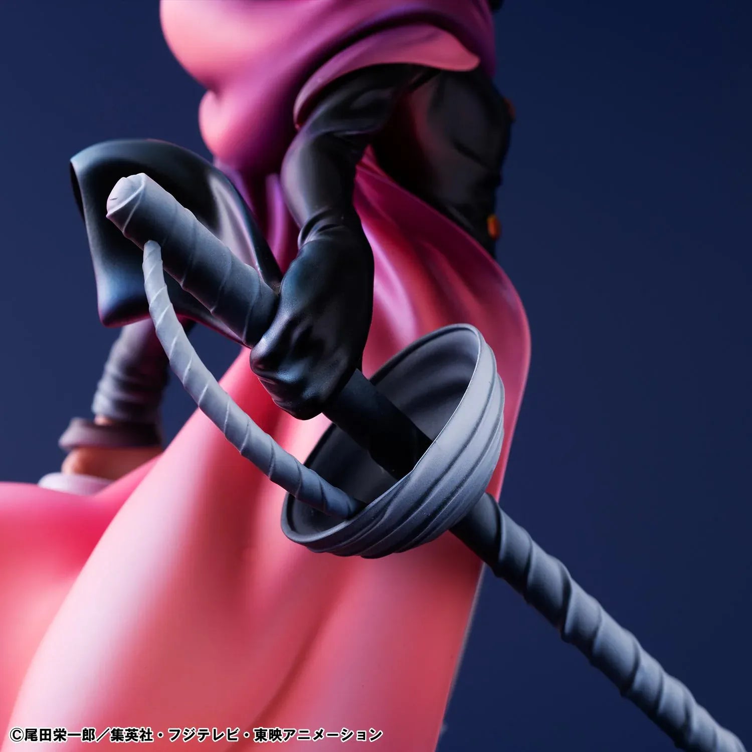 One Piece Portrait Of Pirates Elevated Boost Saint Gunko Figure with black outfit, red cape, goggles, and weapon