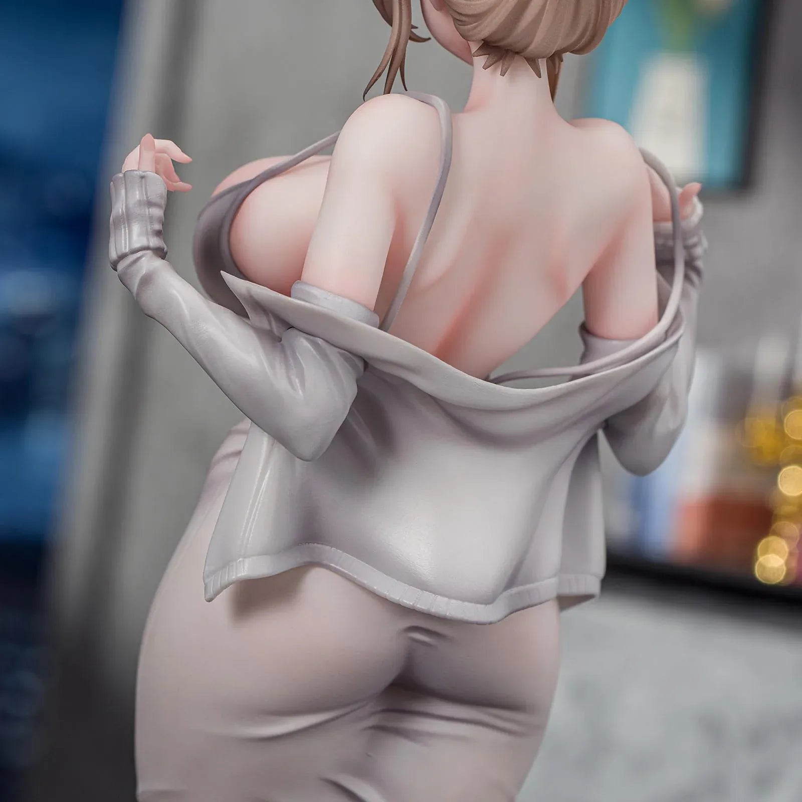 Gwan-E Illustration Muboubi na Erin 1/6 Scale Figure featuring Erin with blonde hair, gray dress, matching heels, and elegant standing pose.