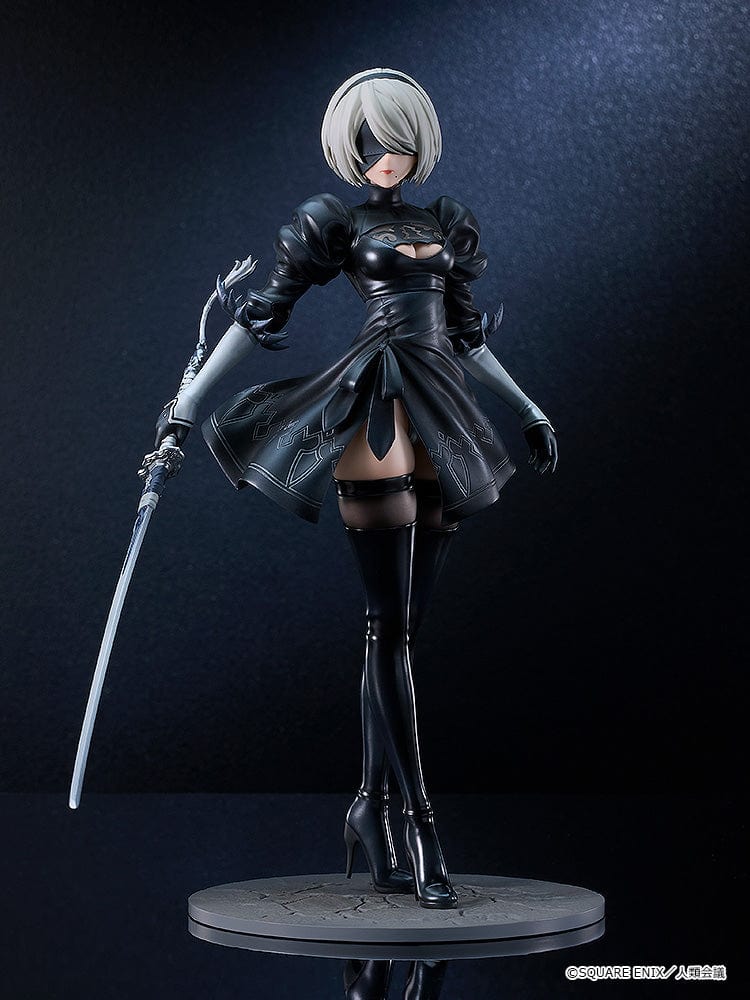 NieR: Automata 2B (YoRHa No.2 Type B) 1/7 Scale Figure in black combat dress holding sword.