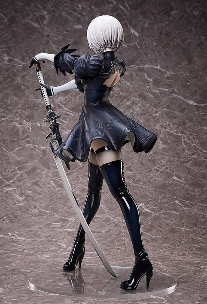 NieR:Automata Ver1.1a 2B (YoRHa No.2 Type B) 1/4 Scale Figure featuring intricate detailing, iconic black dress, and dynamic sword-wielding pose.