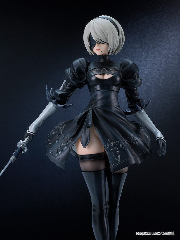 NieR: Automata 2B (YoRHa No.2 Type B) 1/7 Scale Figure in black combat dress holding sword.