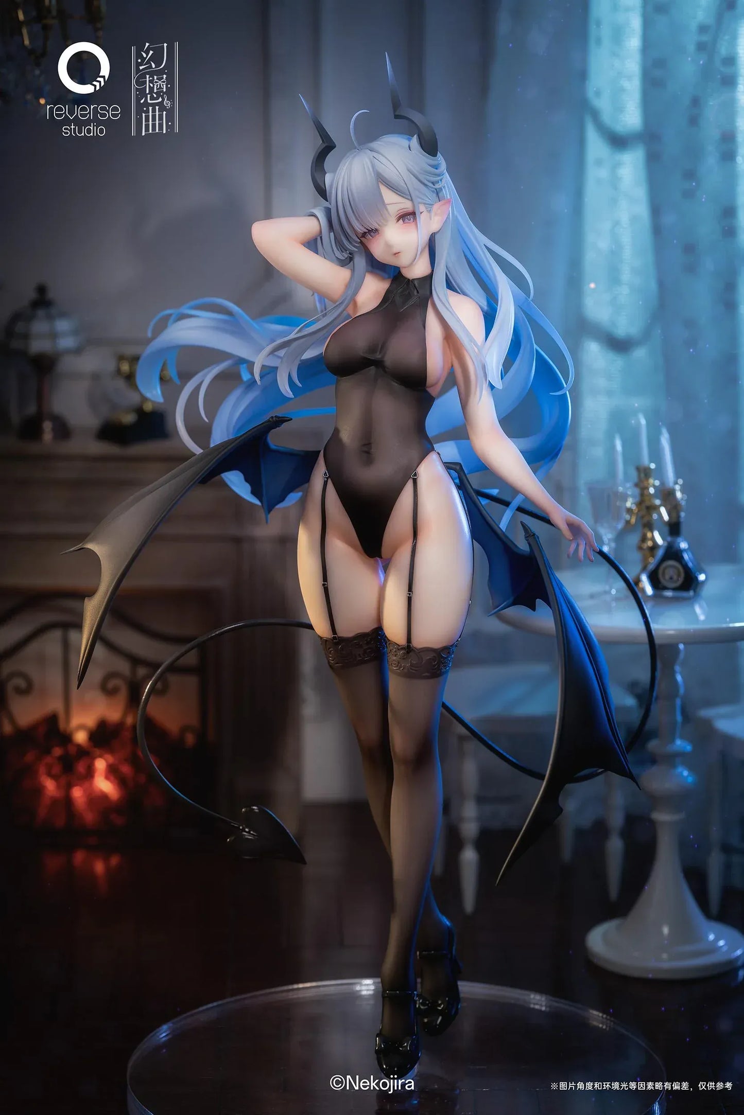 Fantasias Series Thea-chan Apprentice Succubus 1/6 scale figure set featuring two versions with horns tail and silver hair collectible