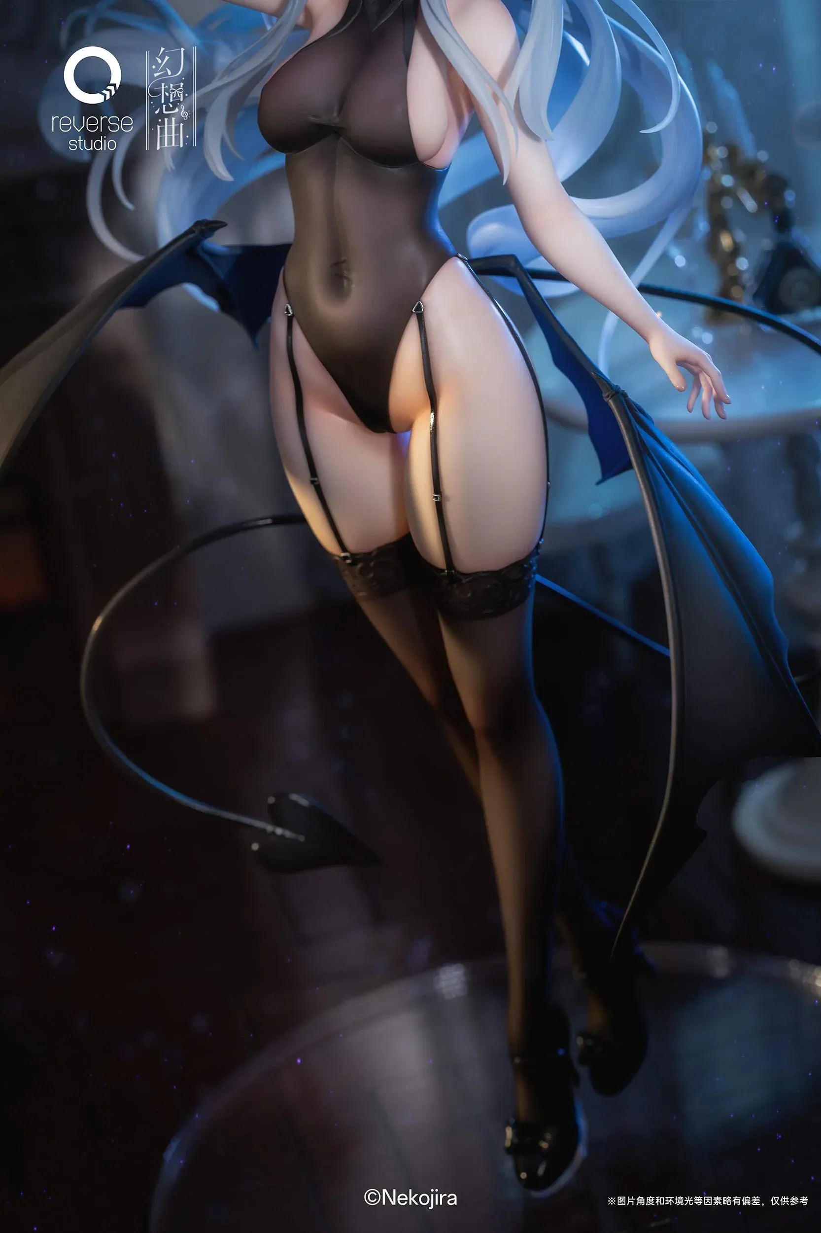 Fantasias Series Thea-chan Apprentice Succubus 1/6 scale figure set featuring two versions with horns tail and silver hair collectible