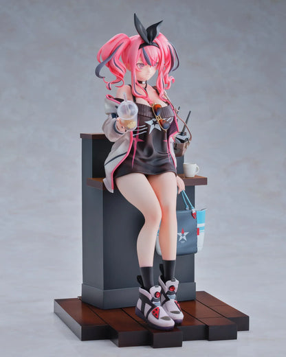 Azur Lane Bremerton Day Off Date Ver. 1/8 scale figure sitting on a café counter holding a drink with tote bag at her side
