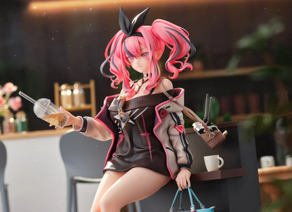 Azur Lane Bremerton Day Off Date Ver. 1/8 scale figure sitting on a café counter holding a drink with tote bag at her side