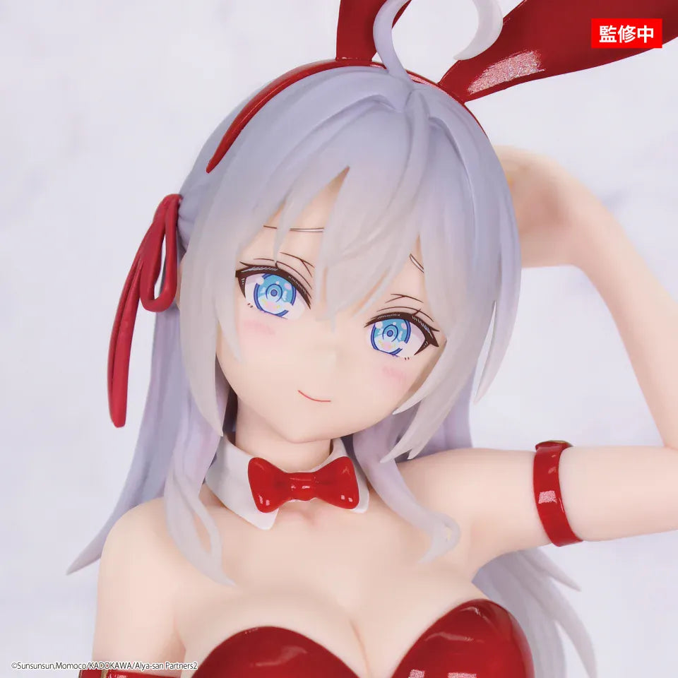 Alya Sometimes Hides Her Feelings in Russian Alya Bunny Red Ver 1/7 scale figure kneeling in glossy red bunny outfit with fishnet stockings.