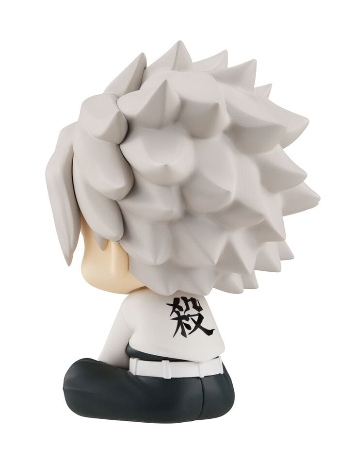 Demon Slayer Sanemi Shinazugawa Look Up Series chibi figure sitting down with silver hair and scarred face
